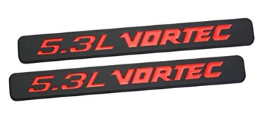 Aimoll 2pcs 5.3l Vortec Hood Emblems Replacement for Z71 GMC Engine Badge Silverado Chrome ,Black Red