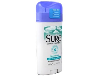 Sure Anti-Perspirant Deodorant Invisible Solid Unscented 2.60 oz ,Pack of 10