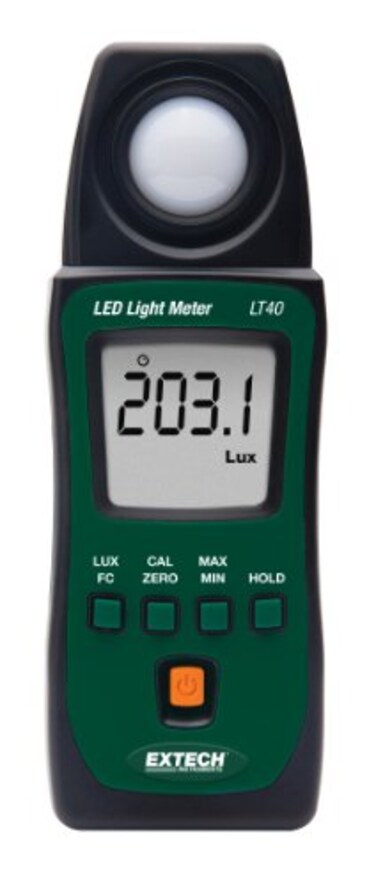Extech LT40 White LED Light Meter, Lux and Foot Candle, 4000 Count