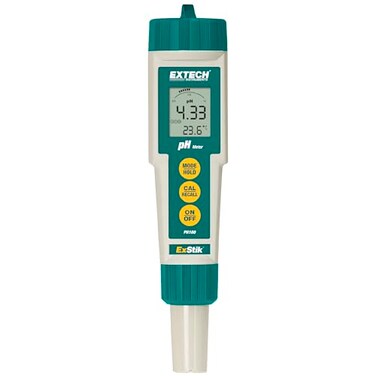 Extech PH100 Waterproof ExStik II pH Meter Kit with Flat Surface Electrode and Temperature LCD Display
