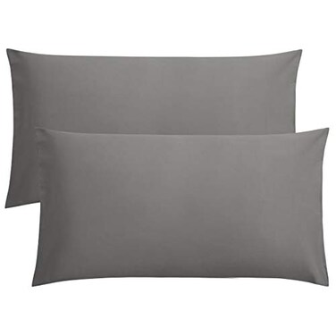 FLXXIE 2-Pack Microfiber King Pillow Cases, Envelope Closure, Dark Grey