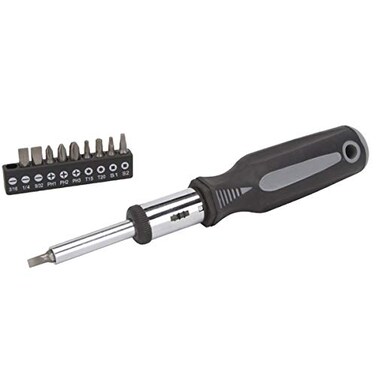 Edward Tools 11 in 1 Screwdriver - Multi Tool Heavy Duty Ratchet Screwdriver with industrial multi bits and organizer - Thumb stop for added torque - Cushion Grip