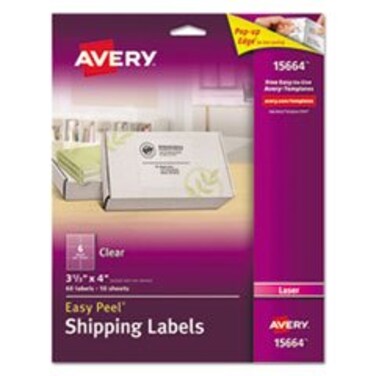 AVERY Matte Clear Easy Peel Shipping Labels, Laser, 3 1/3 x 4, 60/Pack