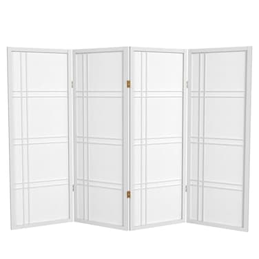 Red Lantern 4 ft. Short Double Cross Shoji Screen - White - 4 Panels