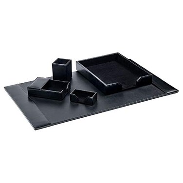 DACASSO Black Bonded Leather 5-Piece Desk Set