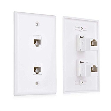 Cable Matters 2-Pack 2-Port Ethernet Wall Plate Cat6 with White Keystone