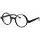 grinderPUNCH Wizard Nerd Round Black Frame Glasses, Clear Lens