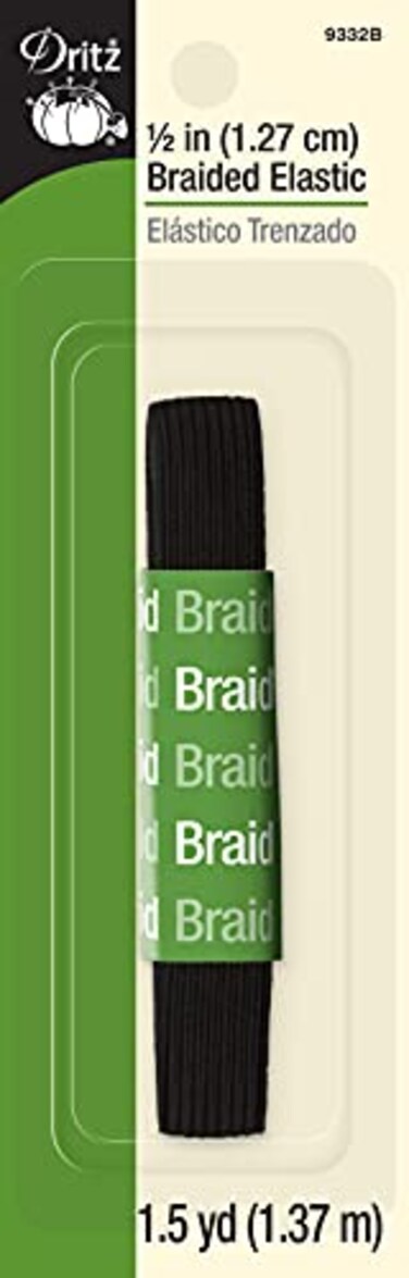 Dritz 9332B Braided Elastic, 1/2-Inch x 1-1/2-Yard, Black
