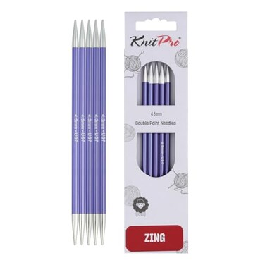 KnitPro Zing Double Pointed Needles 8" ,20cmUS Size 7 ,4.5mm