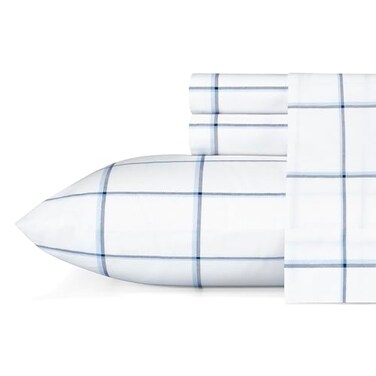 Nautica - Queen Sheet Set, Cotton Percale Bedding Set, CrispCool, Stylish Bedding Set ,Plot Blue, Queen