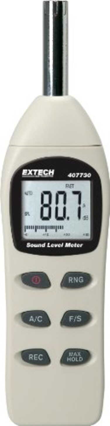 Extech 407730 Digital Sound Level Meter, 40 to 130dB, A/C Weighting