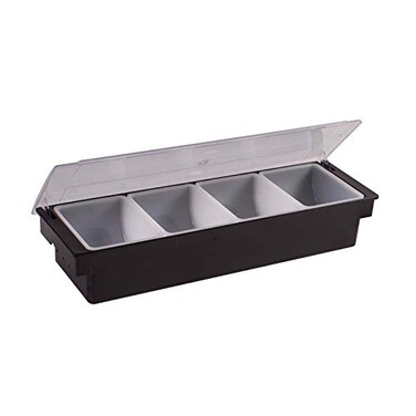 Winco 19 3/8" Black Plastic 4-Compartment Condiment Holder