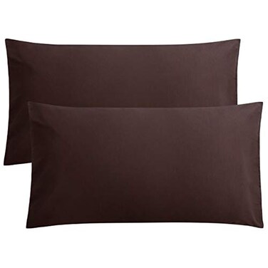 FLXXIE 2-Pack Microfiber King Pillow Cases, Envelope Closure, Dark Brown
