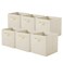 PowerKing Collapsible Storage Cubes, Farbic Storage Bins, Cream, 6 Pack