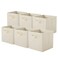 PowerKing Collapsible Storage Cubes, Farbic Storage Bins, Cream, 6 Pack