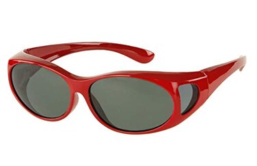 LensCovers Small Polarized Fit Over Sunglasses, Red, Smoke Lens