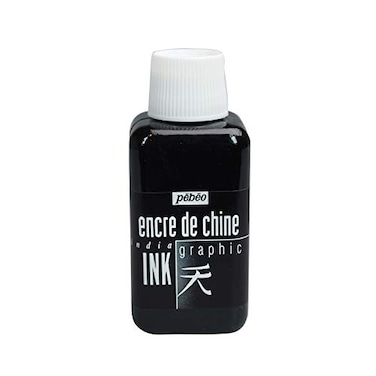 Pebeo Graphic India Ink, 250 ml Bottle Black