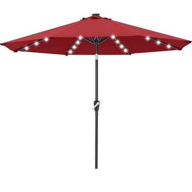 ABCCANOPY Solar Led Patio Umbrella with 32 Lights 9FT,Burdy
