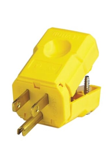 Leviton 15 Amp, 125 Volt, Plug, Industrial Grade, Straight Blade, Grounding, Python, 5256-VY, Yellow