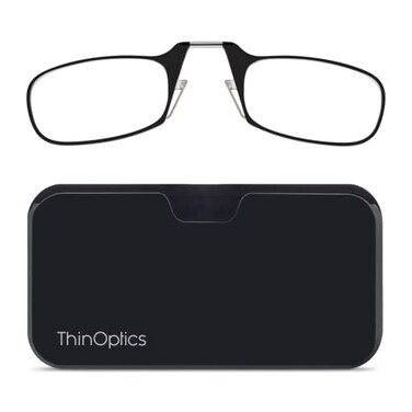 ThinOptics Pod Reading Glasses - Slim Armless Pocket Readers - Black, Black 1.5x
