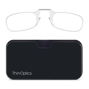ThinOptics Pod Reading Glasses - Slim Armless Pocket Readers - Black, Clear 2.0x