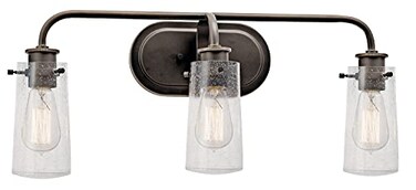 Kichler Braelyn 3-Light Industrial Vanity Light, Olde Bronze