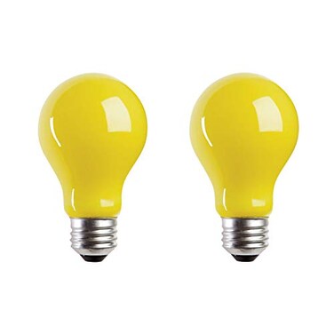 Xtricity A19 Incandescent Yellow Bug Light Bulb, 60W, E26 Medium Base, 130V, ,2 Pack