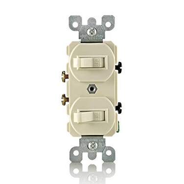 Leviton 15 Amp, 120/277 Volt, Duplex Style Single-Pole/Single-Pole Combination Switch, 5224-2I, Ivory