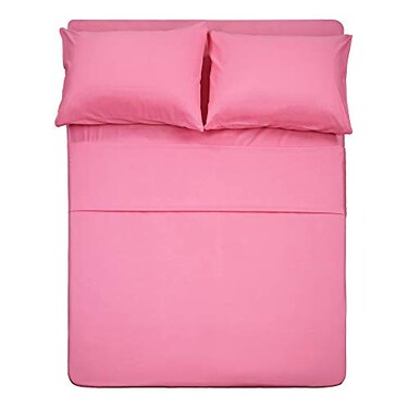 Best Season 4 Piece Bed Sheet Set ,Queen,Peach Pink1 Flat Sheet,1 Fitted Sheet and 2 Pillow Cases,Brushed Microfiber Luxury Bedding with Deep Pockets