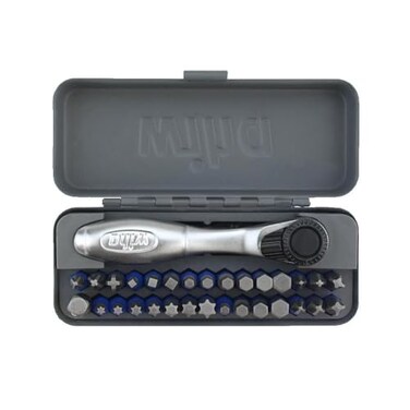 Wiha 76889 TerminatorBlue Impact Bit Set with Mini Ratchet, 32 Piece
