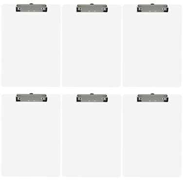 Trade Quest White Plastic Clipboards Letter Size Low Profile ,6-Pack