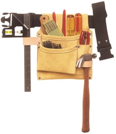 Custom LeathercraftIP489X Suede Tool BagPoly Web Belt, 3 Pocket , Tan