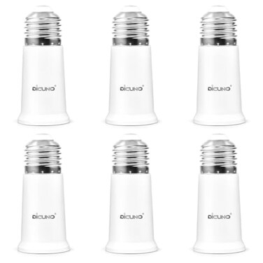 DiCUNO E26 Socket Extender 1.97 Inch, Light Bulb Socket Extender, 6-Pack