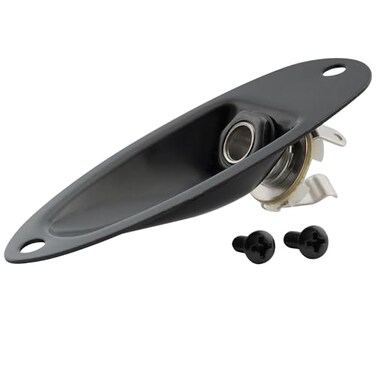 Musiclily Basic 6.35mm Boat Shape Guitar Loaded Jack Socket Plate Black