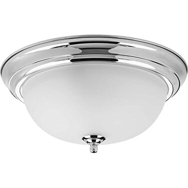 Progress Lighting Dome Glass 13.25" 2-Light Flush Mount Light, Polished Chrome