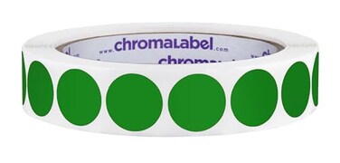 ChromaLabel Green Dot Stickers, 3/4 Inch, 1000/Roll