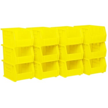 Akro-Mils 30237 AkroBins Plastic Storage Bins, 9"x6"x5", Yellow, 12-Pack
