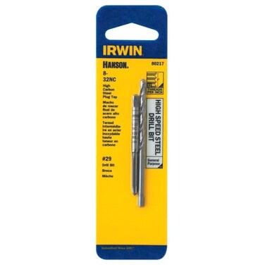 IRWIN Drill And Tap Set, 8-32 NC Tap and No. 29 Drill Bit ,80217