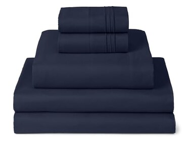 Mellanni Iconic 5-Piece, Ultra Soft Sheet Set ,Split King, Navy Blue