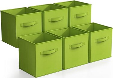 Sorbus Fabric Storage Cubes, 6-Pack Foldable Bins ,11 Inch, Green