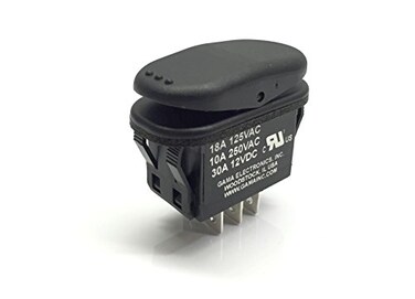 GAMA Electronics Waterproof 30 Amp Double Pole 3 Position Momentary On-Off-Momentary On Rocker Switch DPDT