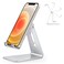OMOTON C2 Adjustable Aluminum Cell Phone Stand with Charging Cutout, Silver