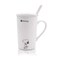 Finex Random Style White Ceramic Coffee Mug Water Cup Set with Lid and Spoon White Dog