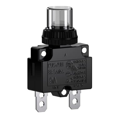 DIYhz 9Amp Circuit Breakers Thermal Overload Switch Protector 88 Series Manual Push Button Reset with Quick Connect Terminals and Waterproof Button Cap 32VDC or 125/250VAC