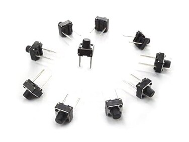 MakerSpot 6mm 2 Pin Panel PCB Momentary Tactile Tact Push Button Switch Through Hole Breadboard Friendly x 10 Pack