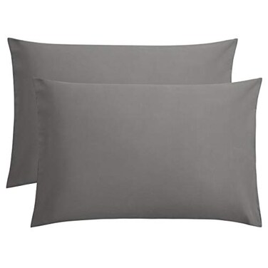 FLXXIE 2-Pack Microfiber Queen Pillow Cases, Envelope Closure, Dark Grey