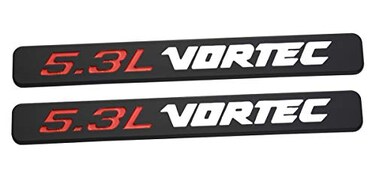 Aimoll 2pcs 5.3l Vortec Hood Emblems Replacement for Z71 GMC Engine Badge Silverado Chrome ,Black White
