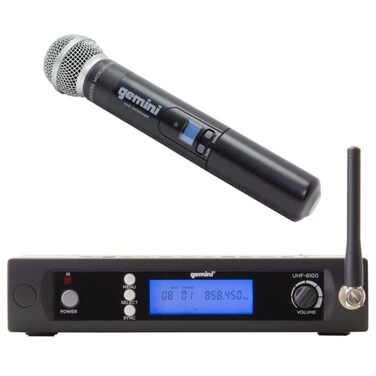 Gemini UHF Handheld Microphone System, 256 Channels, 240ft ,UHF-6100M-R2