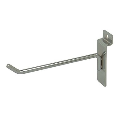 Econoco Slatwall Deluxe Hooks, 96 Pack, Chrome, 6in
