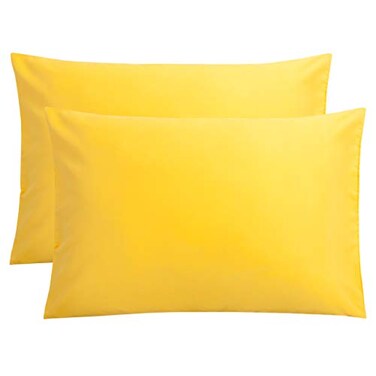 FLXXIE 2-Pack Microfiber Queen Pillow Cases, Envelope Closure, Yellow